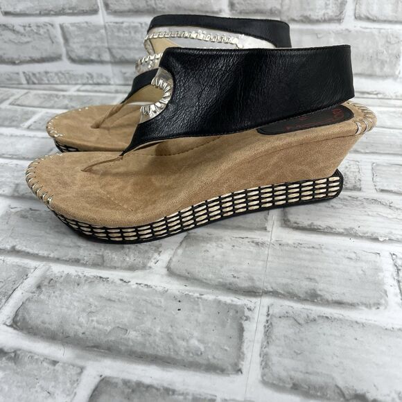 Modzori Reversible Tita 4 Women's Size 10 Black and Silver Wedge 2 in 1 Sandals - Picture 14 of 14